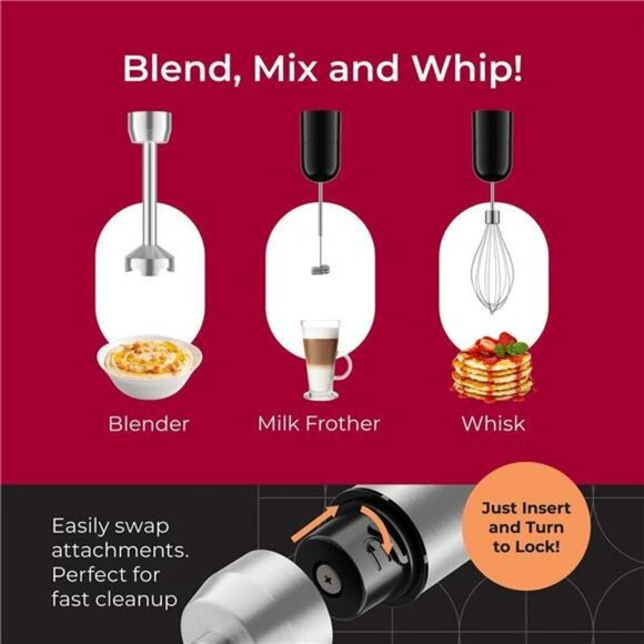 Immersion Blender Handheld 8 Speed Stainless Steel Electric Hand Blender 3 in 1 - Picture 3 of 7